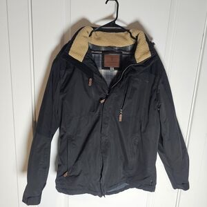 Free Country Black Insulated Jacket | Sherpa Lined Collar | Size L